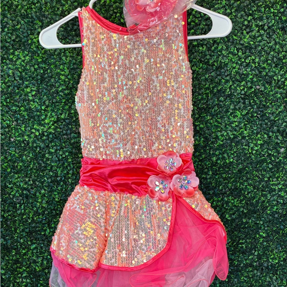 Weissman Pink and Silver Sequin Dance Costume